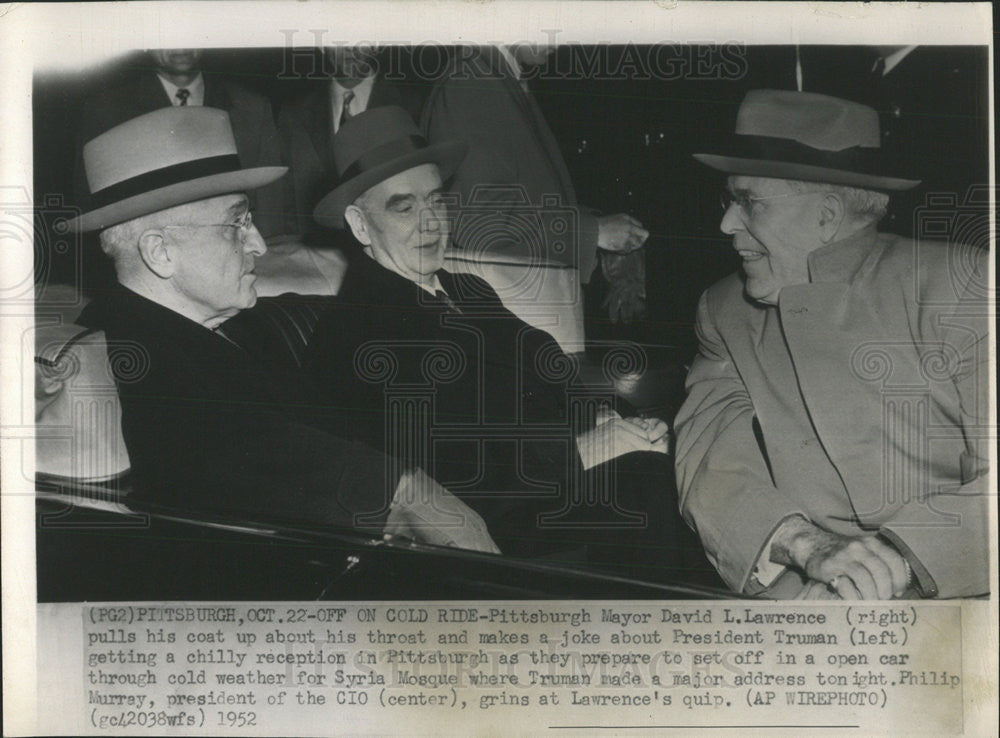 1952 Press Photo Pittsburgh Mayor David Lawrence and President Truman - Historic Images