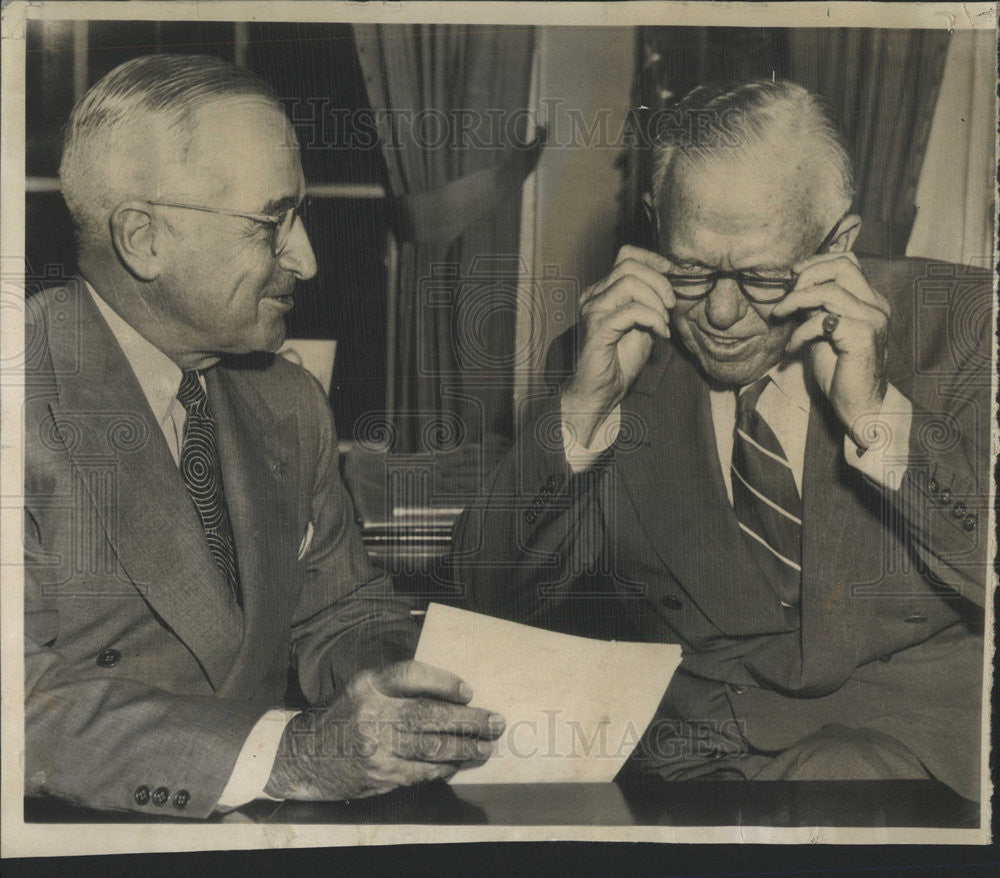 1951 Press Photo Secretary of Defense George Marshall Reports to Pres. Truman - Historic Images