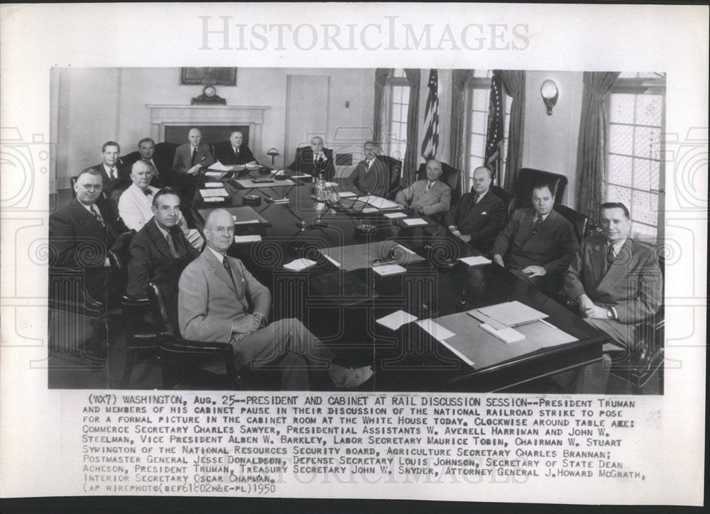 1950 Press Photo President Truman and members of his cabinet - Historic Images