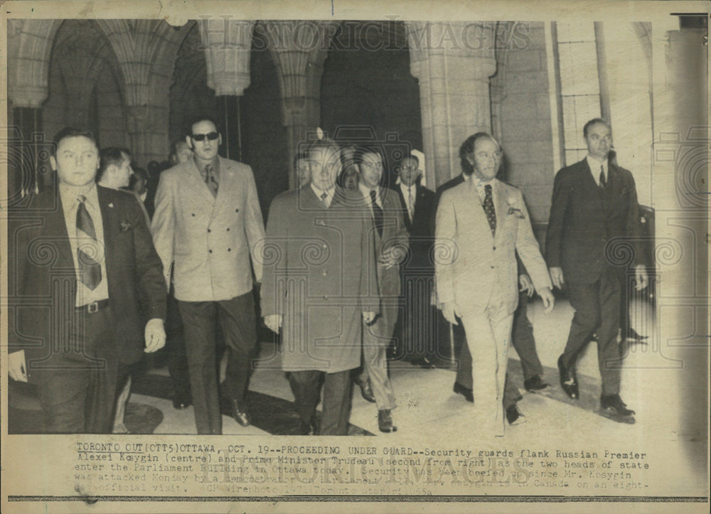 1955 Press Photo Russian Premier Alexei Kosygin Prime Minister Trudeau Ottawa - Historic Images