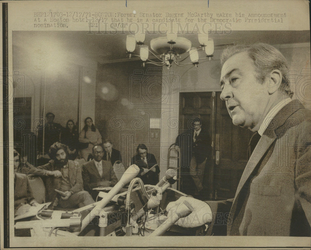 1971 Press Photo Senator Eugene McCarthy Democratic President Nomination Boston - Historic Images