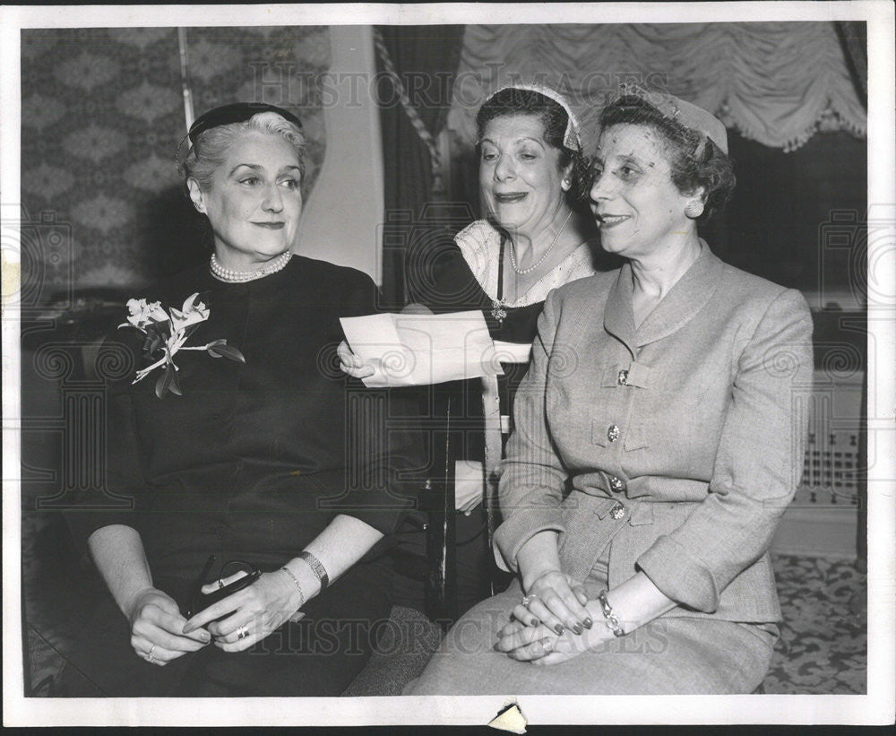 1955 Press Photo Mrs Jacob Braude,Mrs Maurice Mandel,Mrs Harvey Hoffman - Historic Images