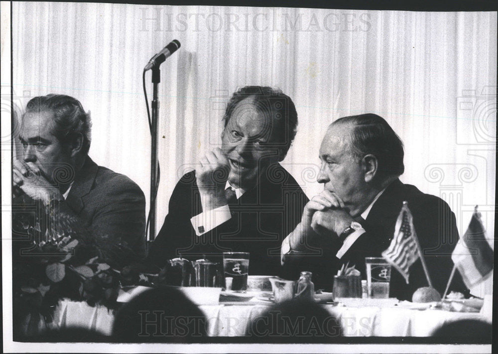 1973 Press Photo WILLY BRANDT GERMAN POLITICIAN GEORGE DUNNE MAYOR DALEY - Historic Images