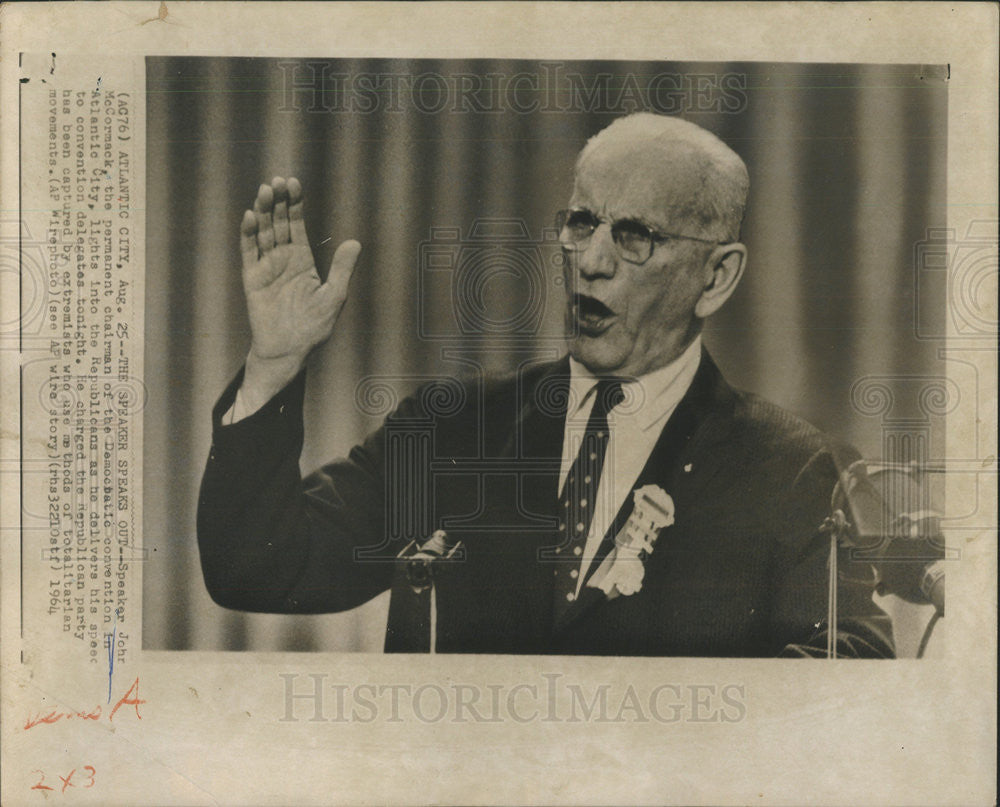 1964 Press Photo John McCormack Chairman Democratic Convention Atlantic City - Historic Images