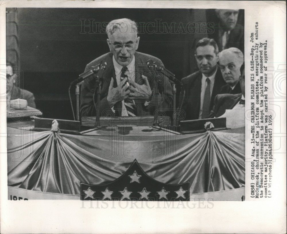 1956 Press Photo Rep. John McCormack Chairman Platform Democratic Convention - Historic Images