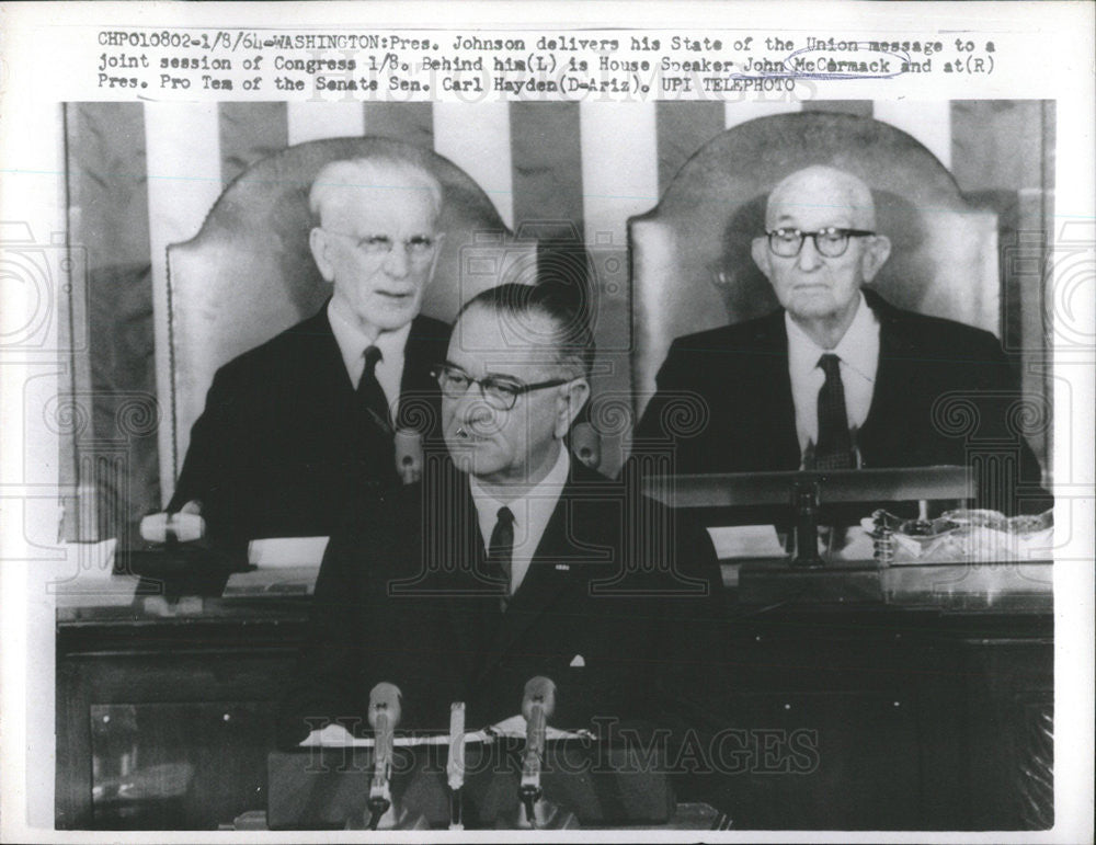 1964 Press Photo President Johnson State Union Message Joint Session Congress - Historic Images