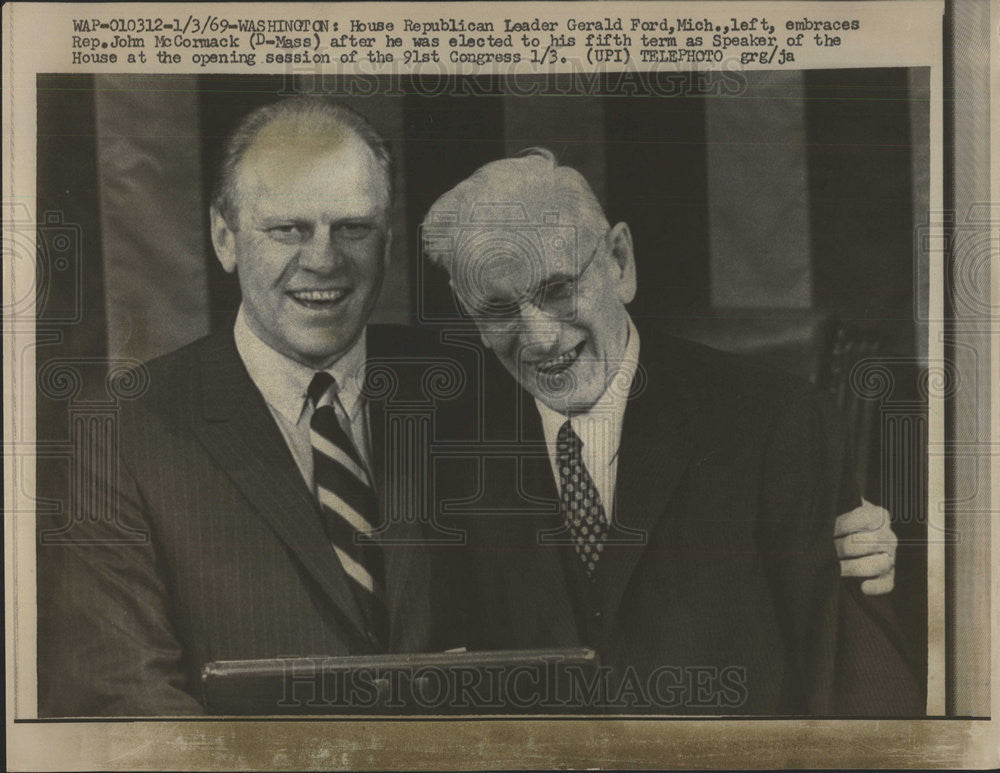 1969 Press Photo John McCormack American Politician elected Speaker of House - Historic Images