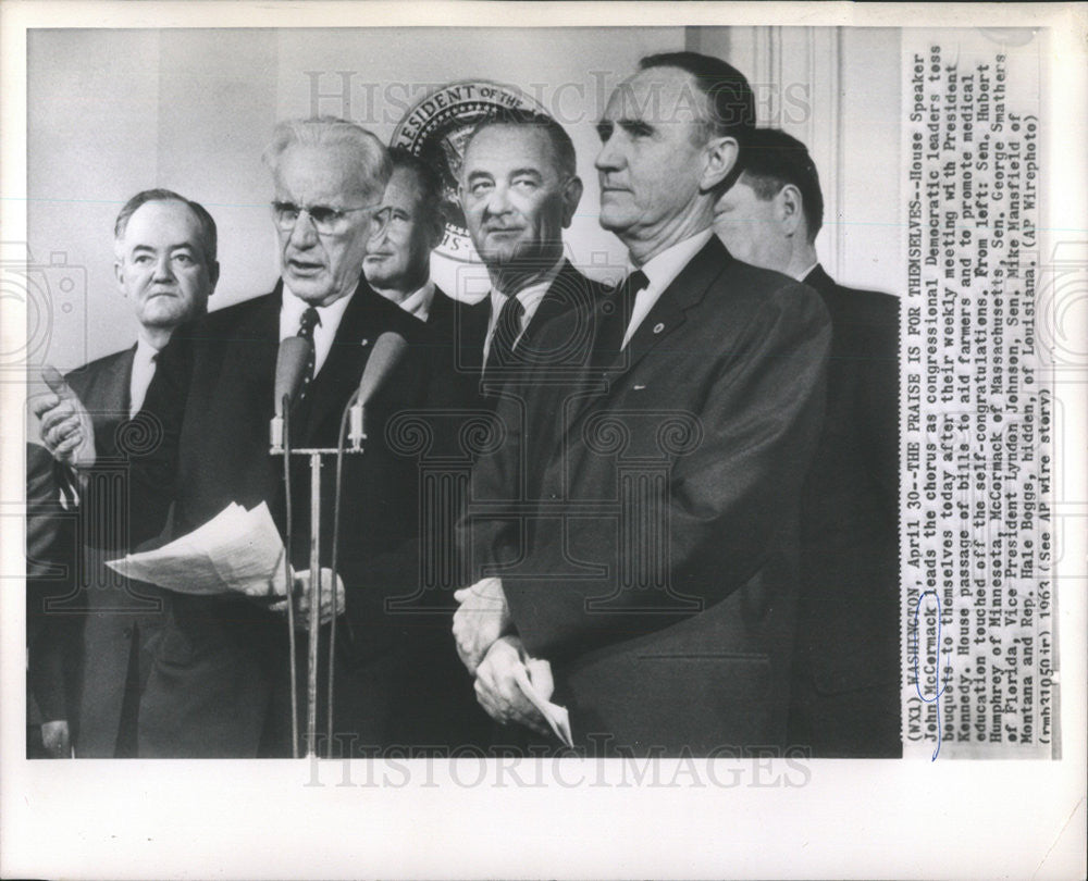 1963 Press Photo JOHN MCCORMACK AMERICAN POLITICIAN BOSTON HOUSE SPEAKER - Historic Images