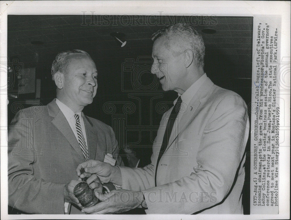 1959 Press Photo Governor Caleb Boggs Delaware LeRoy Collins Florida - Historic Images