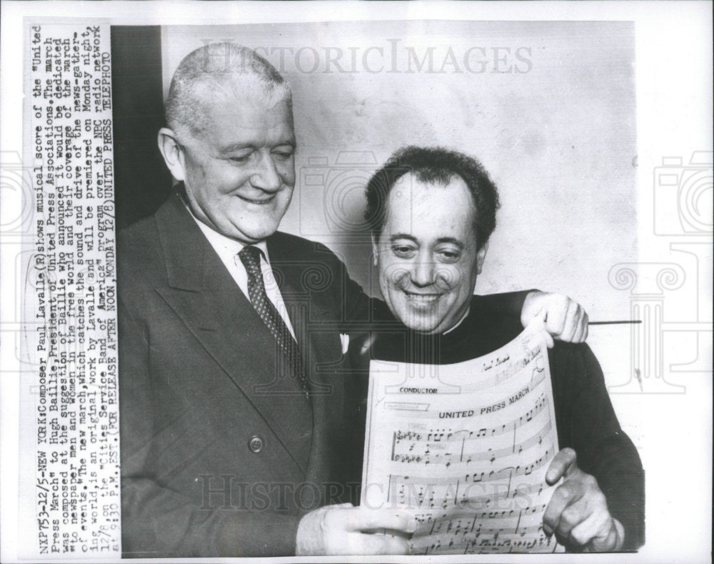 PRESS PHOTO PAUL LAVALLE CONDUCTOR COMPOSER PERFORMER HUGE BAILLIE - Historic Images