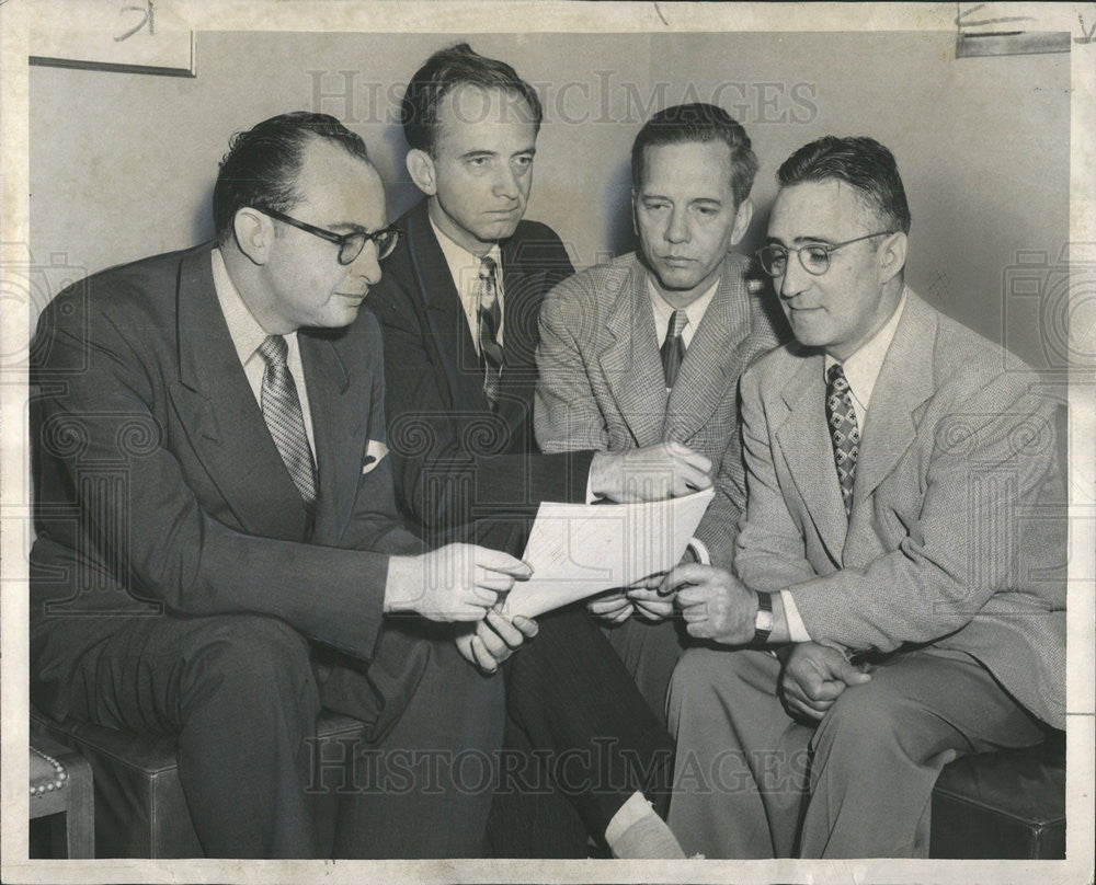 1950 Press Photo  FREDERICK MARQUARDT SUN TIMES LEE SCHOOLER DALE PONTIUS LUDG - Historic Images