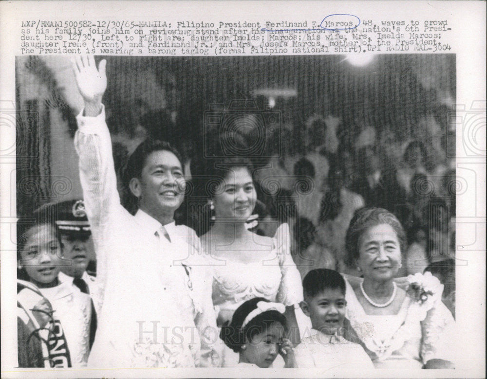 1965 Press Photo Filipino President Ferdinand E. Marcos and His Family - Historic Images