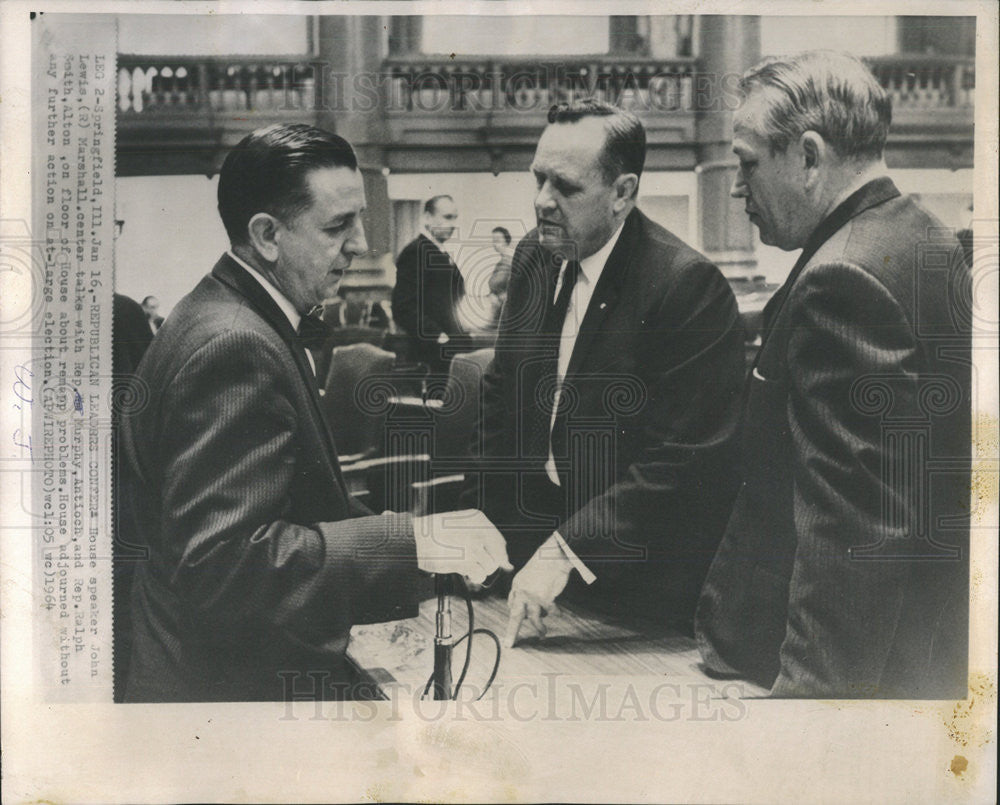 1964 Press Photo House Speaker John Lewis Marshall Murphy Ralph Smith - Historic Images