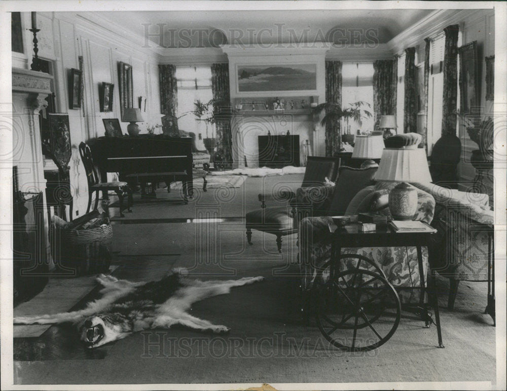 1938 Press Photo WALTER P. MURPHY CHICAGO MILLIONAIRE LIVING ROOM - Historic Images