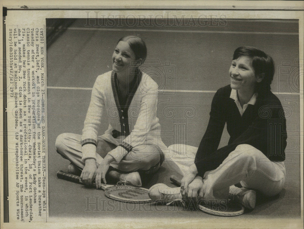 1973 Press Photo Chris Evert Olga Morozova Lady Gotham Tennis Classic Tournament - Historic Images