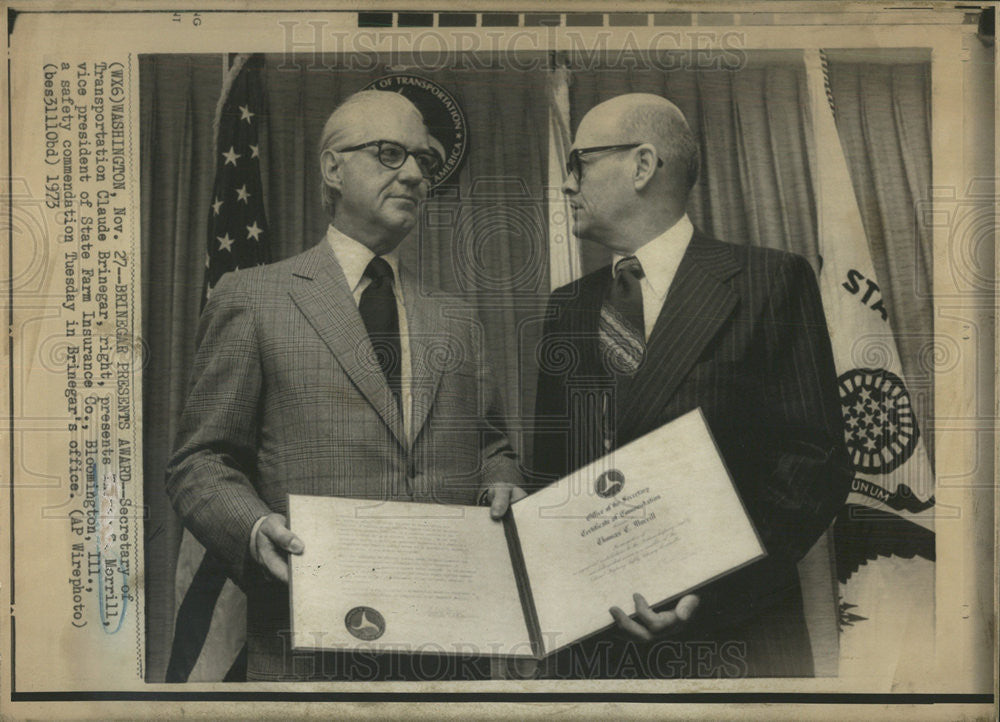 1973 Press Photo Secretary Transportation Claude Brinegar Morrill State Farm - Historic Images