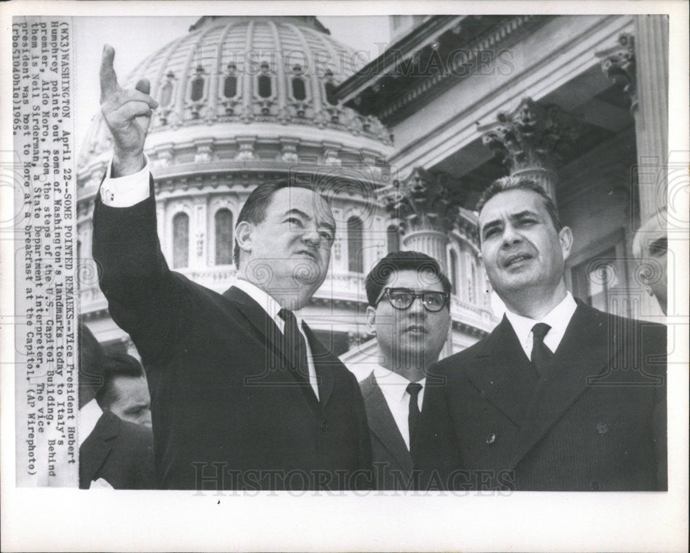 1965 Press Photo Vice President Hubert Humphrey Italy Premier Aldo Moro - Historic Images