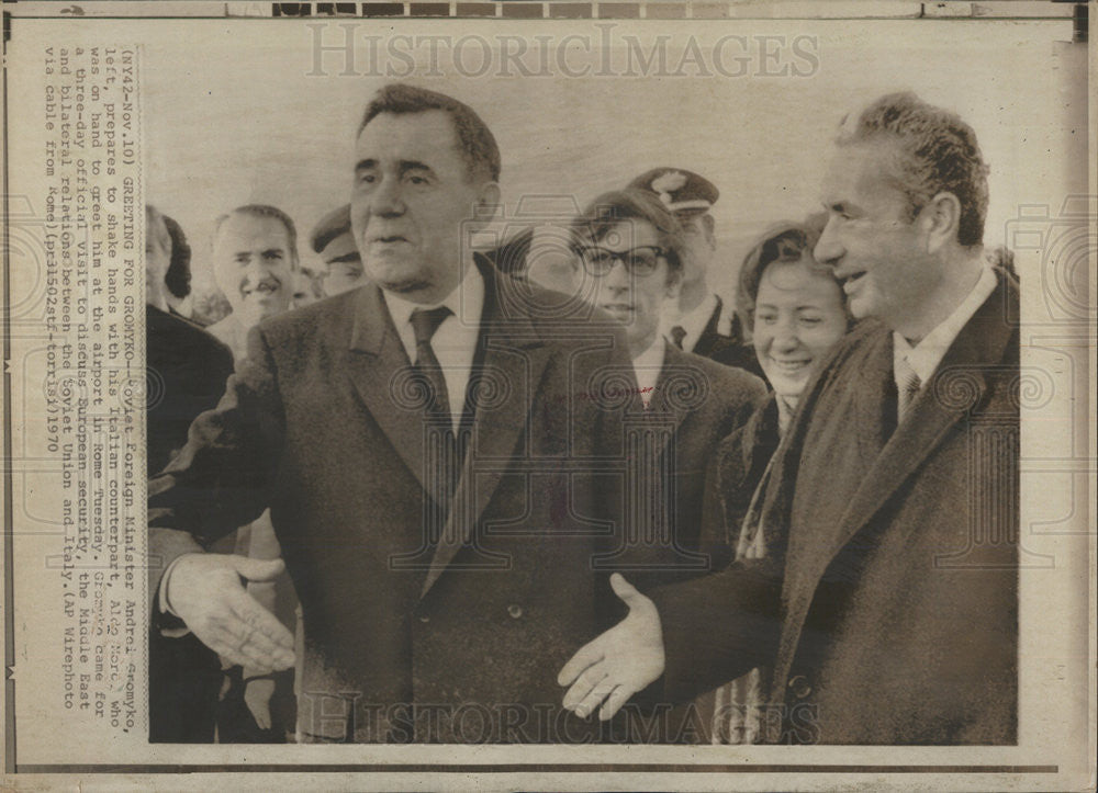 1970 Press Photo ALDO MORO ITALIAN PRIME MINISTER  SOVIET ANDREI - Historic Images