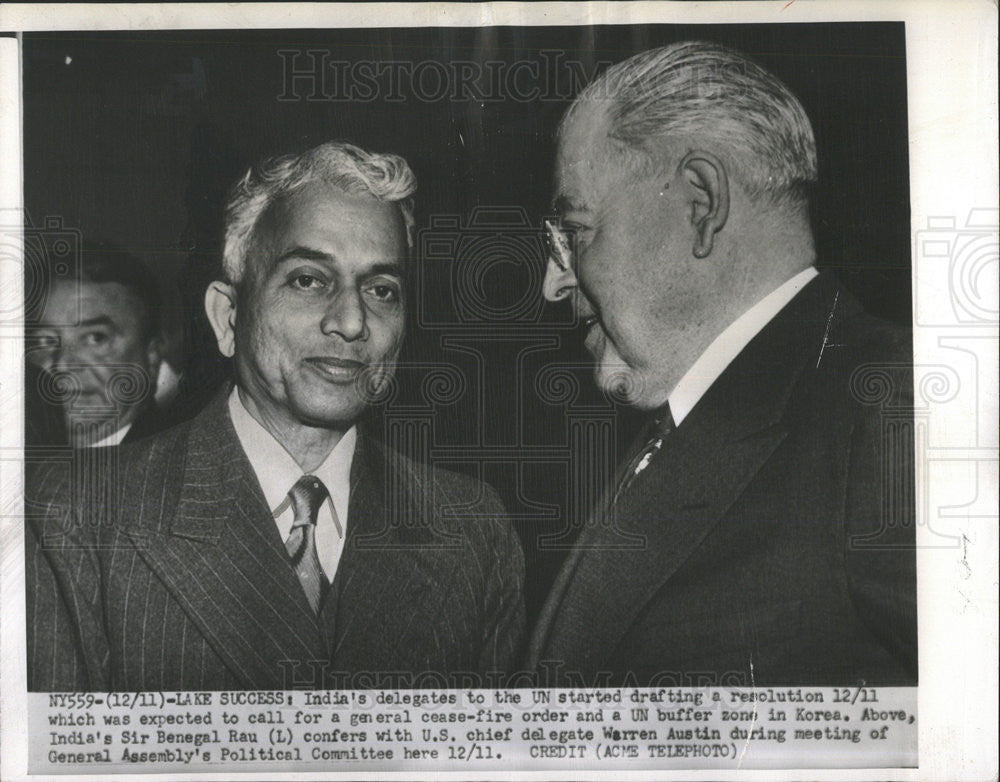 1950 Press Photo Benegal Rau Warren Austin General Assembly Political Committee - Historic Images