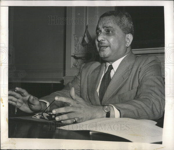 1948 Press Photo Indian Ambassador Sir Benegal Rama Rau Press Conferen ...