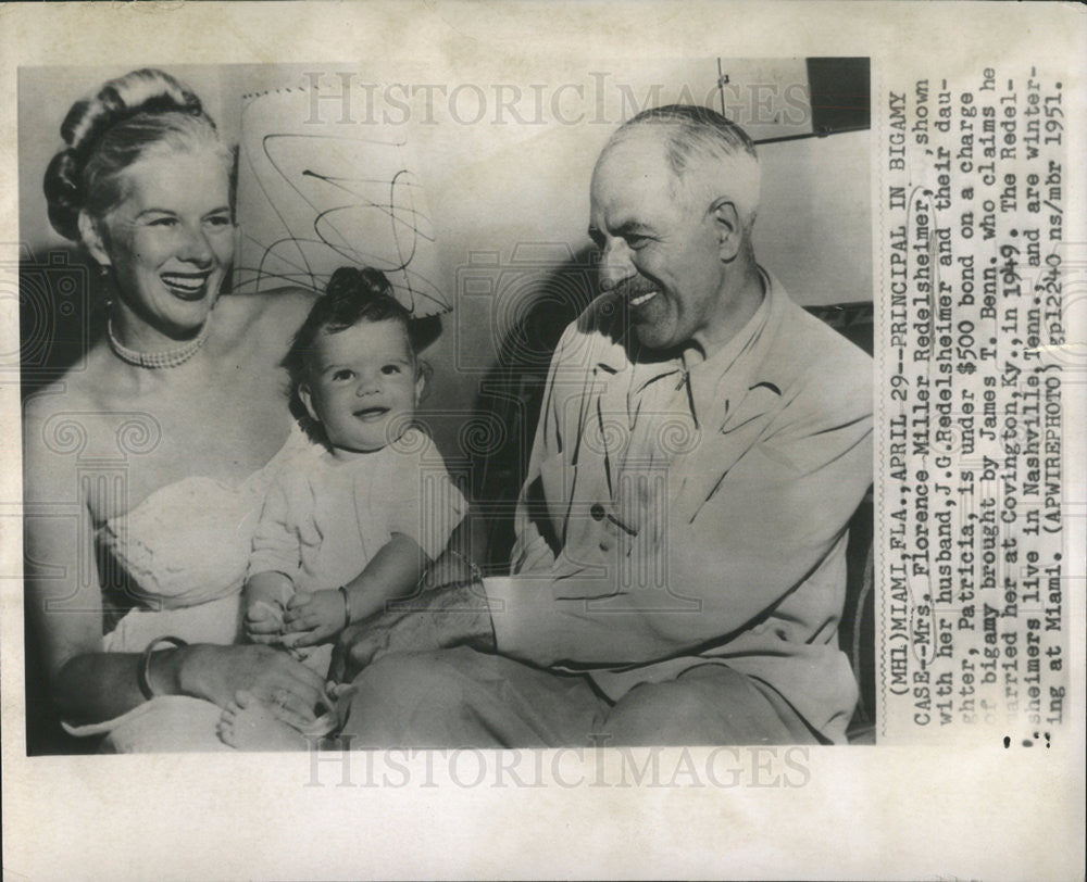 1951 Press Photo Florence Miller Redelsheimer Patricia James Benn Bigamy Charge - Historic Images