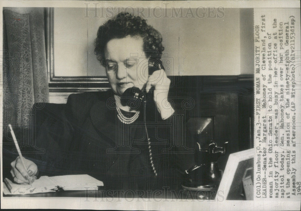 1948 Press Photo United States Cleveland Politician Senator Margaret Mahoney - Historic Images