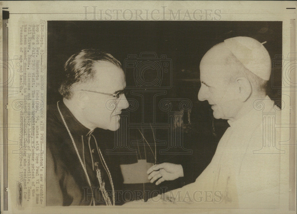 1970 Press Photo Boston Archbishop Rev Humberto S Medeiron - Historic Images