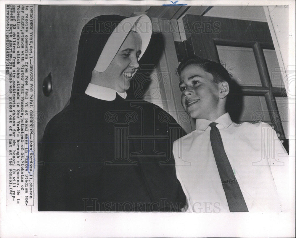 1965 Press Photo JOHN NARDOZA COMMUNION SISTER PAUL FRANCIS - Historic Images