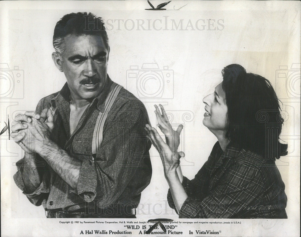 1957 Press Photo Anthony Quinn and Anna Magnani in &quot;Wild Is the Wind&quot; - Historic Images