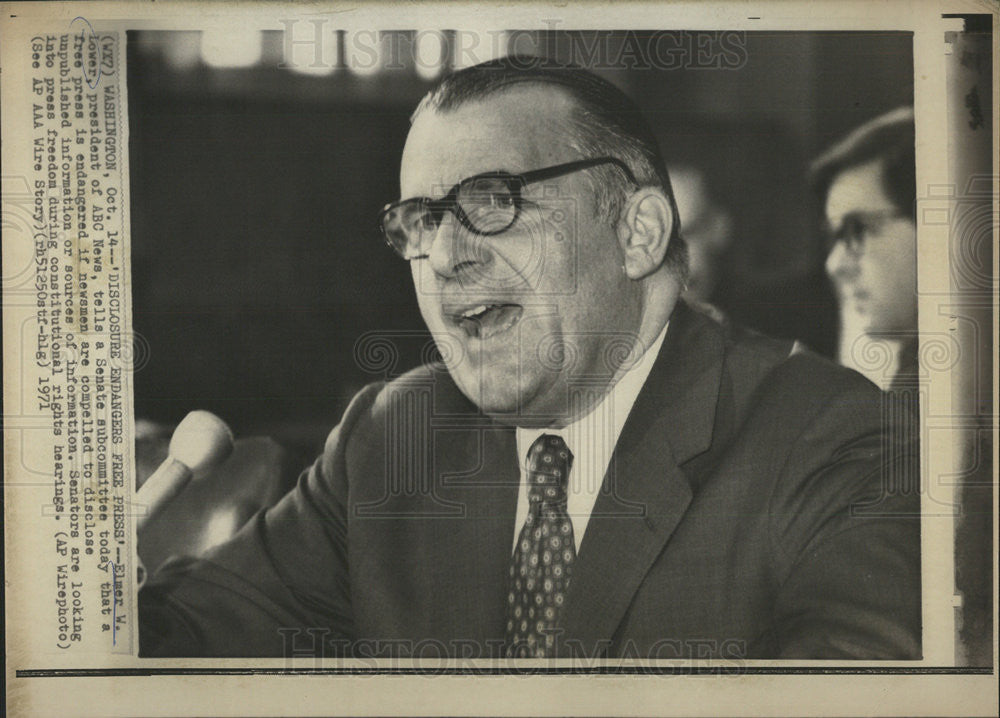 1971 Press Photo Elmer Lower American Journalist ABC News President - Historic Images