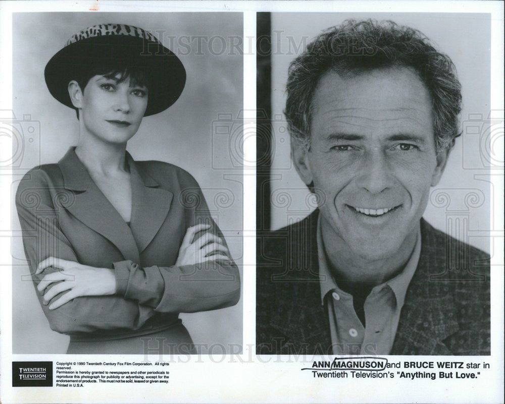 1990 Press Photo Copy Anne Magnuson And Bruce Weitz In  &quot;Anything But Love&quot; - Historic Images