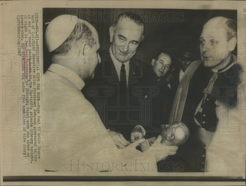 1967 Press Photo Pope John Paul IV and Rev Paul Marcincus - Historic Images