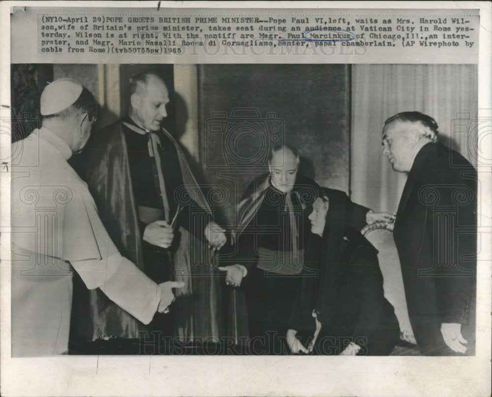 1965 Press Photo MSGR. PAUL MARCINKUS AMERICAN ARCHBISHOP POPE PAUL VI - Historic Images