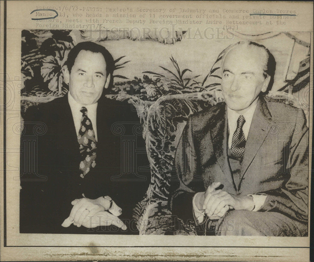 1973 Press Photo Mexico's Secretary of Industry and Commerce Carlos Torres Manzo - Historic Images