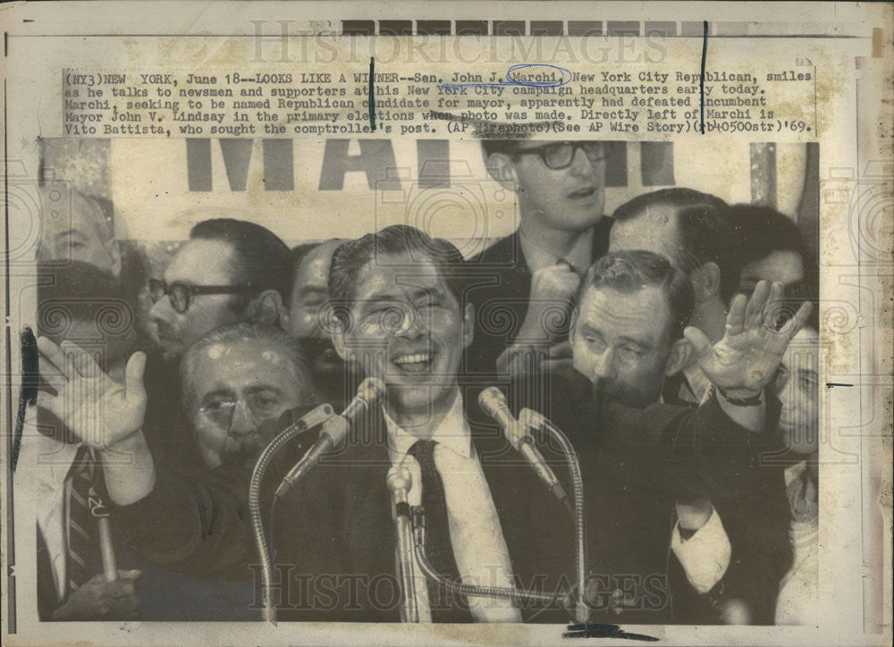 1969 Press Photo Sen John Marchi  Wins New York Mayoral Primary - Historic Images