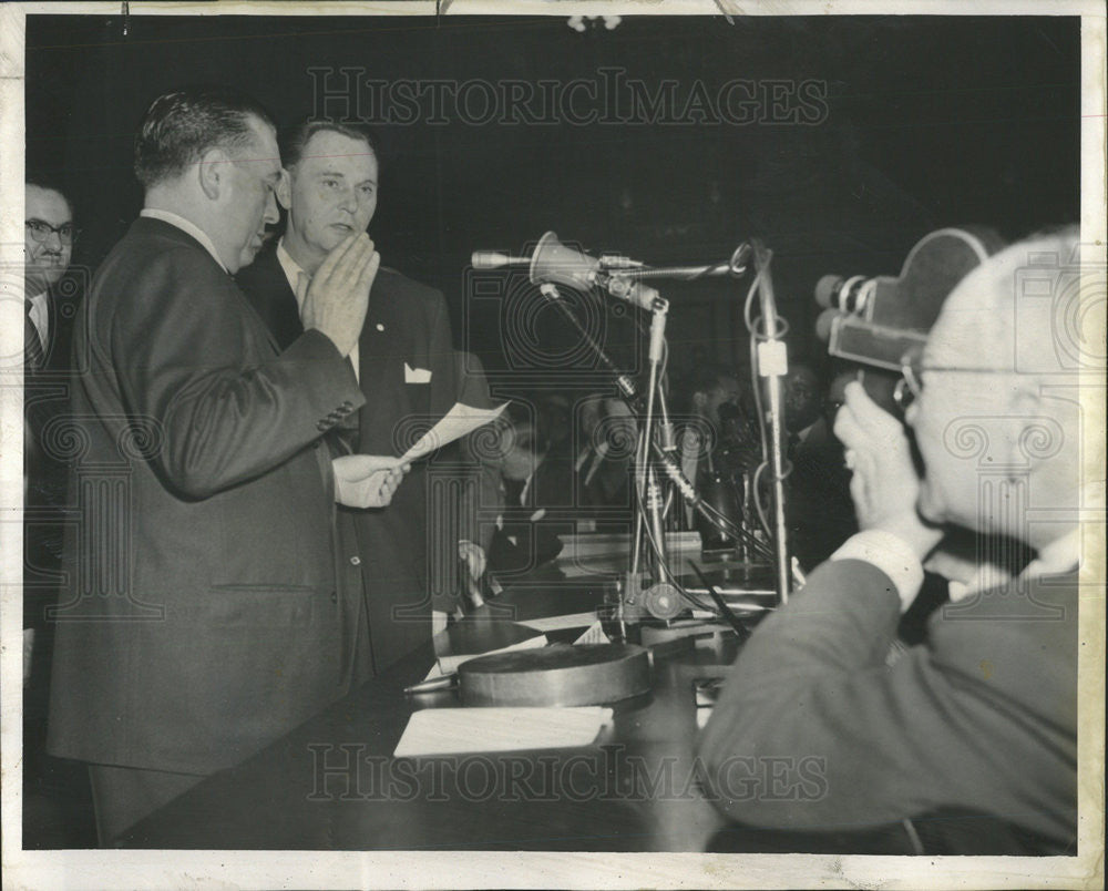 1955 Press Photo John Marcin Sworn In As City Clerk - Historic Images