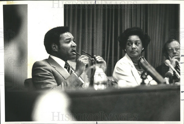 1978 Press Photo Ald. Wilson Frost and counsel Jewel Lafontant ...