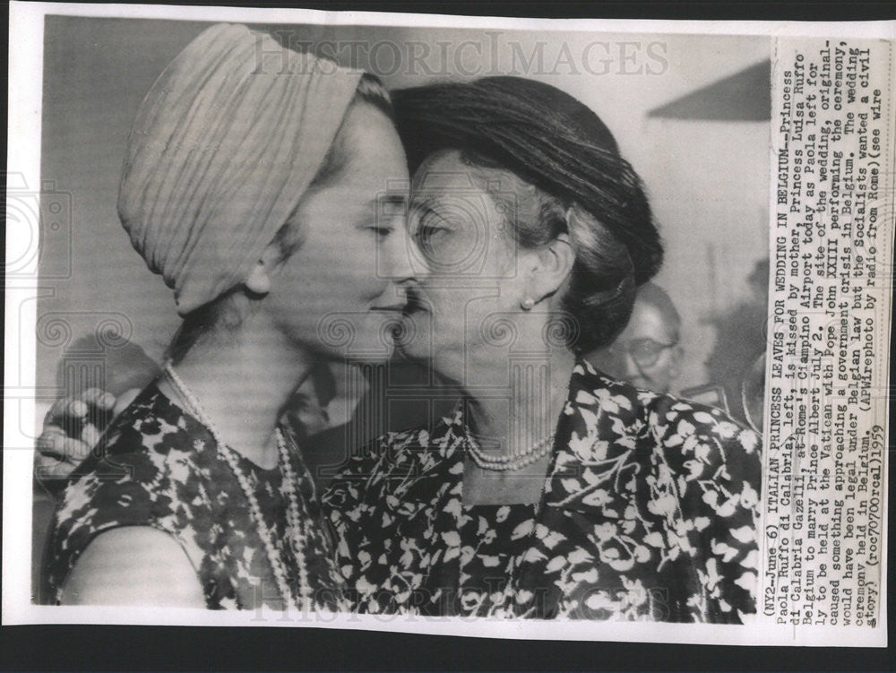 1959 Press Photo Princess Paola Ruffo di Calabria Italian Royalty - Historic Images