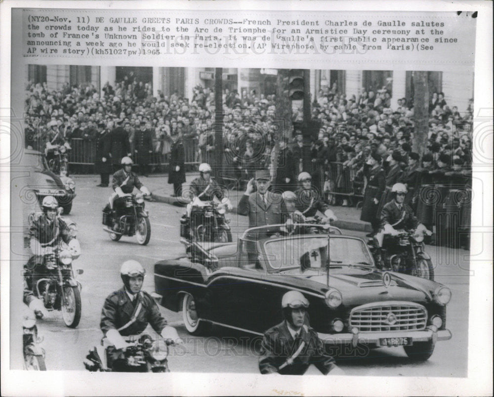 1965 Press Photo Charles de Gaulle French General Statesman President - Historic Images