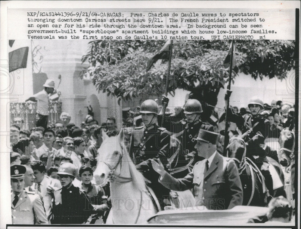 1964 Press Photo Charles de Gaulle French General Statesman President - Historic Images