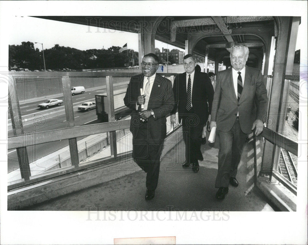 1990 Press Photo Clark Burrus, Alfred Savage and Sen Phil Rock - Historic Images