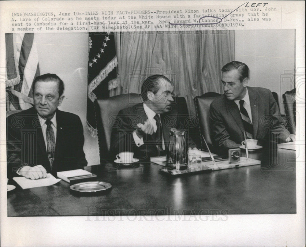 1970 Press Photo Gov John Love,Pres, Nixon,Sen Howard Cannon - Historic Images