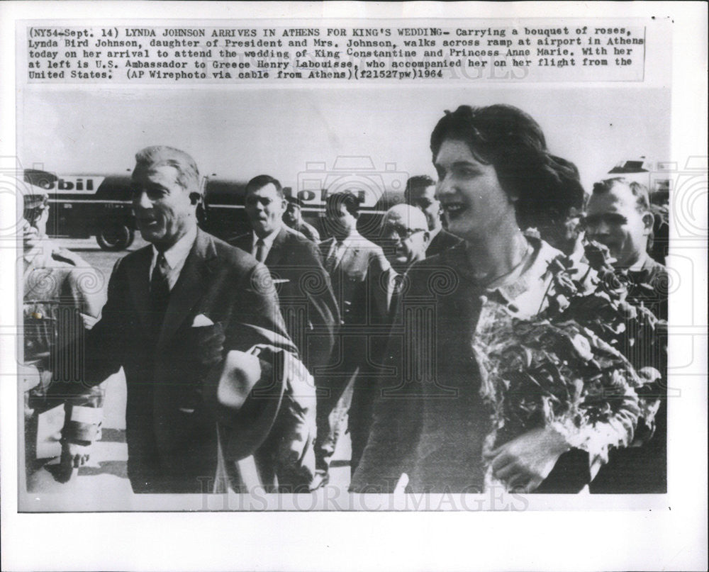 1964 Press Photo HENRY LABOUISSE AMERICAN DIPLOMAT STATESMAN LYNDA BIRD JOHNSON - Historic Images