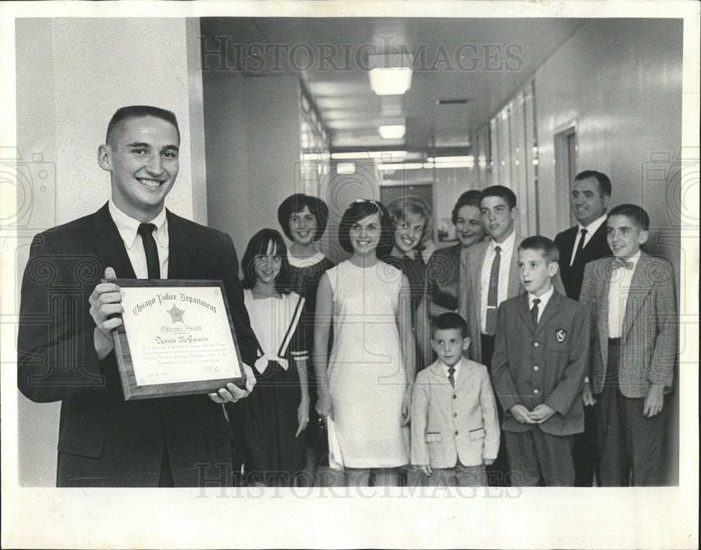 1965 Press Photo Dennis McGovern Jr citizen award Police department - Historic Images