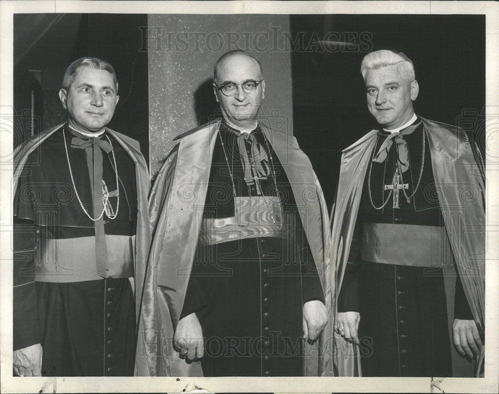 1961 Press Photo Aloysius Wycislo Albert Cardinal Meyer Cletus O&#39;Donnell - Historic Images