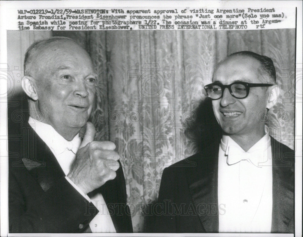 1959 Press Photo Dwight Eisenhower US President Arturo Frondizi Argentina - Historic Images