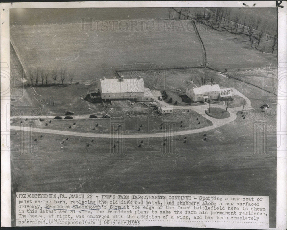 1955 Press Photo Dwight David Ike Eisenhower Farm - Historic Images