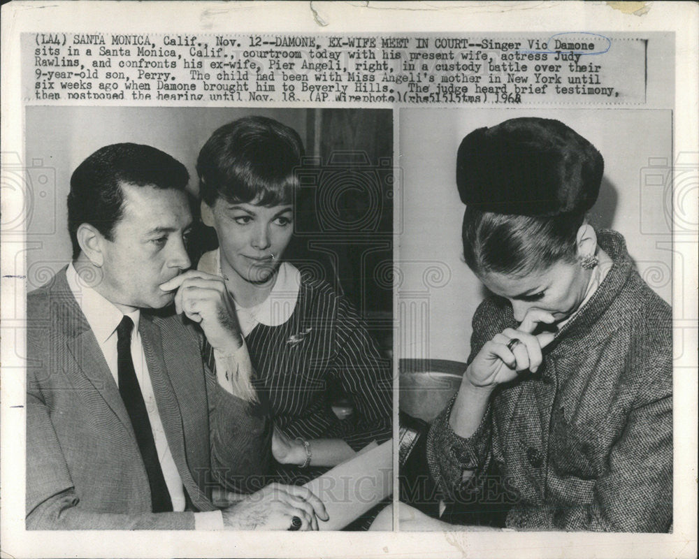 1966 Press Photo Vic Damone Judy Rawlins Pier Angeli Custody Trial Perry - Historic Images