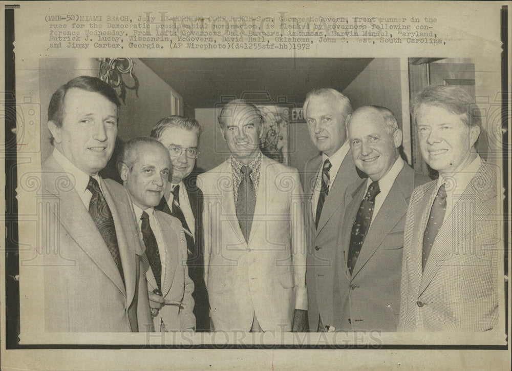 1972 Press Photo Senator George McGovern Dale Bumpers Marvin Mandel - Historic Images