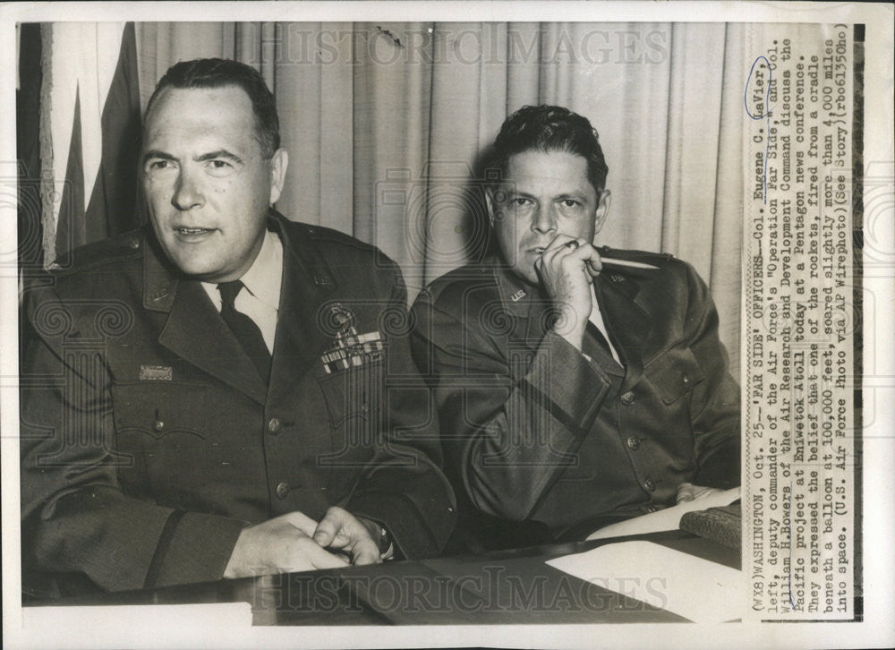 1957 Press Photo Eugene LaVeir deputy commander Air Force &quot;Operation Far Side&quot; - Historic Images